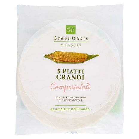 5 Piatti Grandi Compostabili Green Oasis